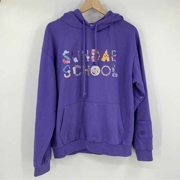 Sundae School Purple Graphic Hoodie Size Unisex Small - Picture 1 of 7
